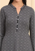 Women's Geometric Printed Yarn Dyed A-Line Grey Kurta