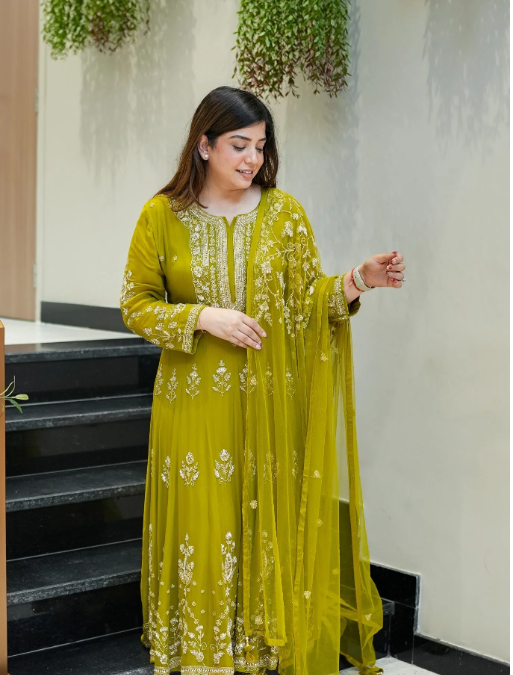 Reva Hand Embroidered Anarkali Set