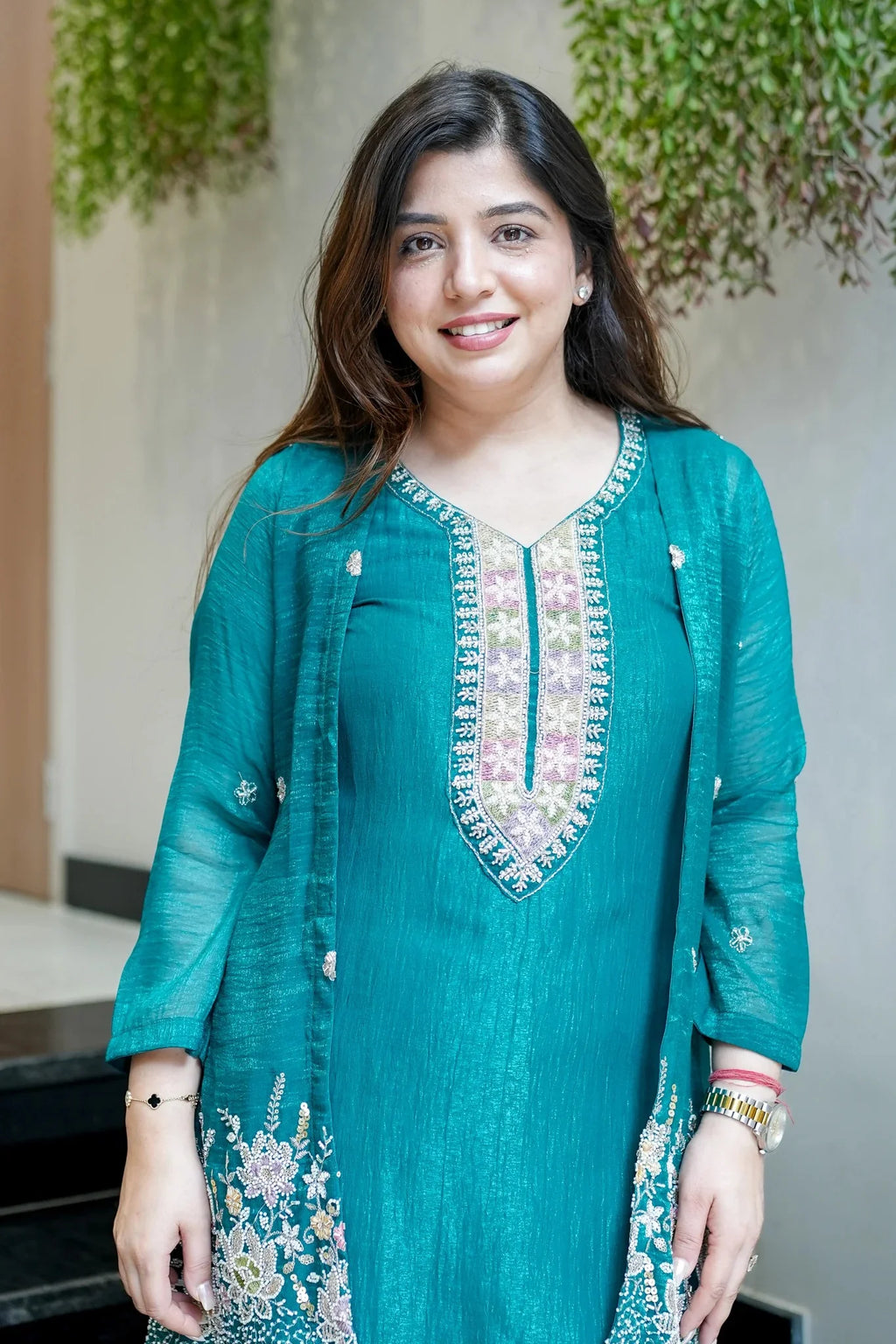 Teal Embroidered Festive Co-Ord Set