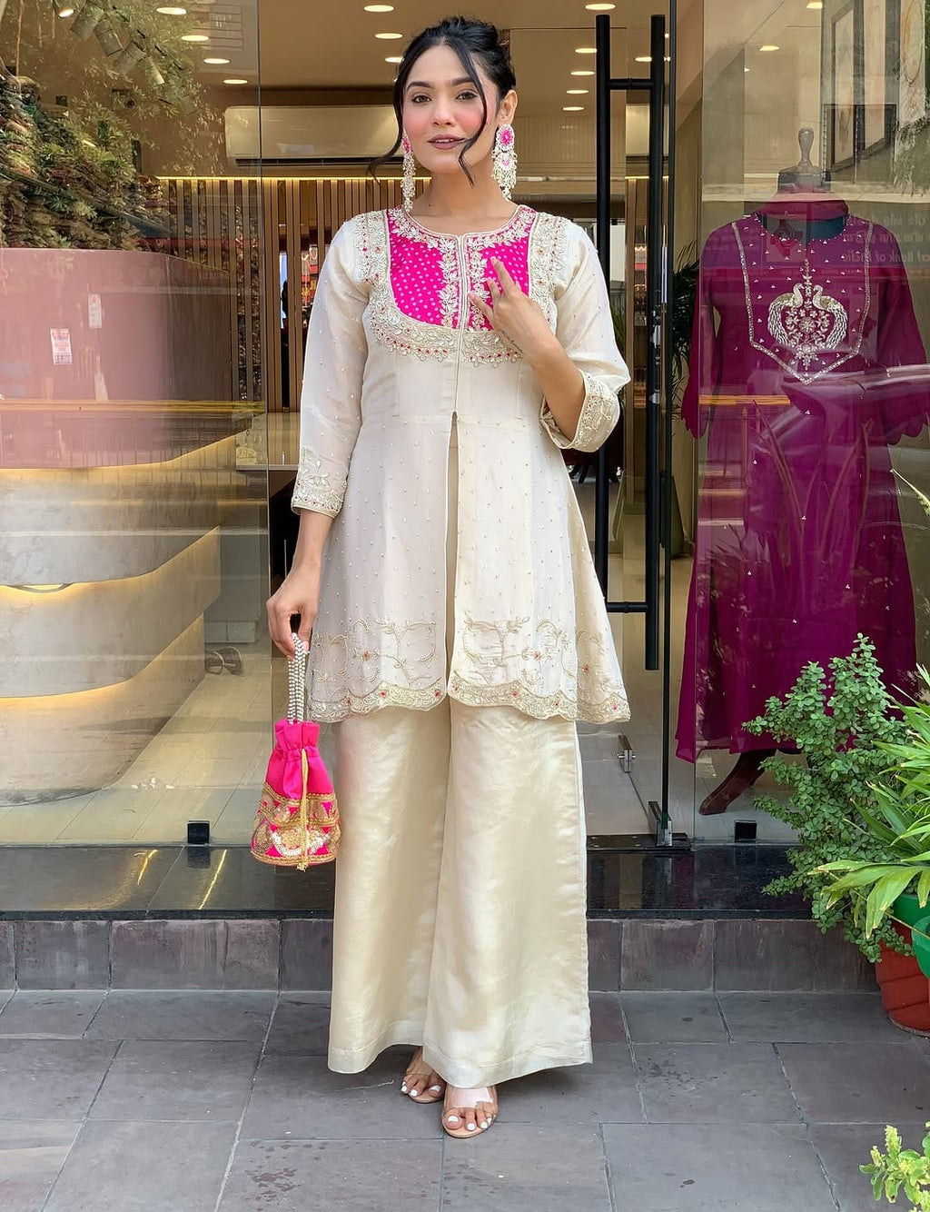 Gold Crush Party Wear Embroidered Co-Ord Set