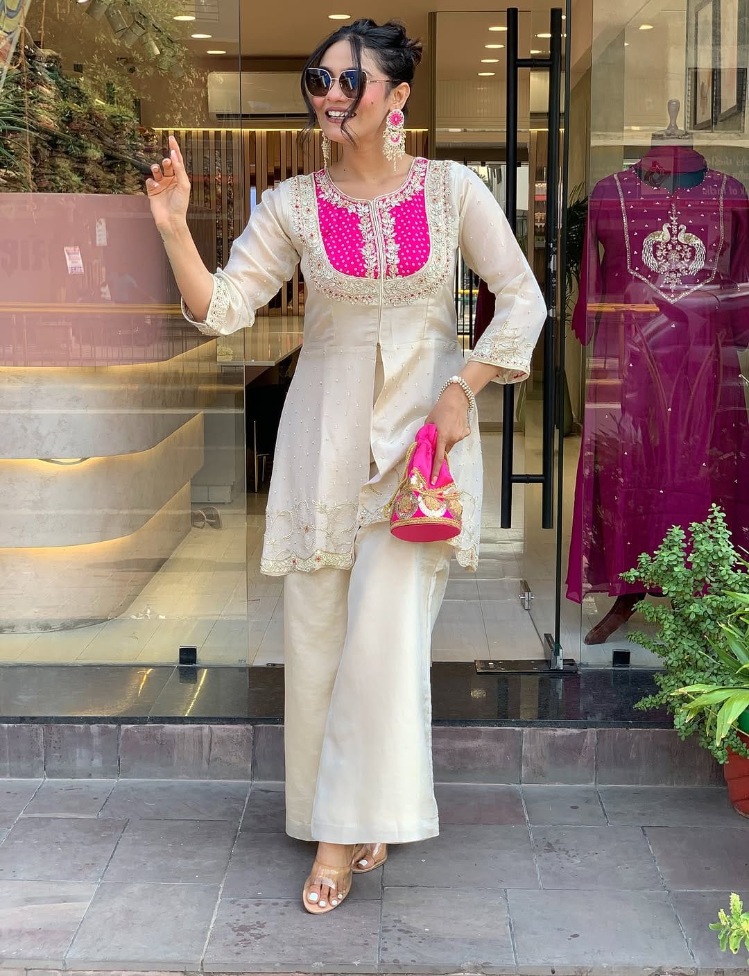 Gold Crush Party Wear Embroidered Co-Ord Set