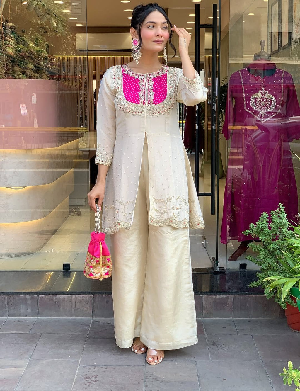 Gold Crush Party Wear Embroidered Co-Ord Set